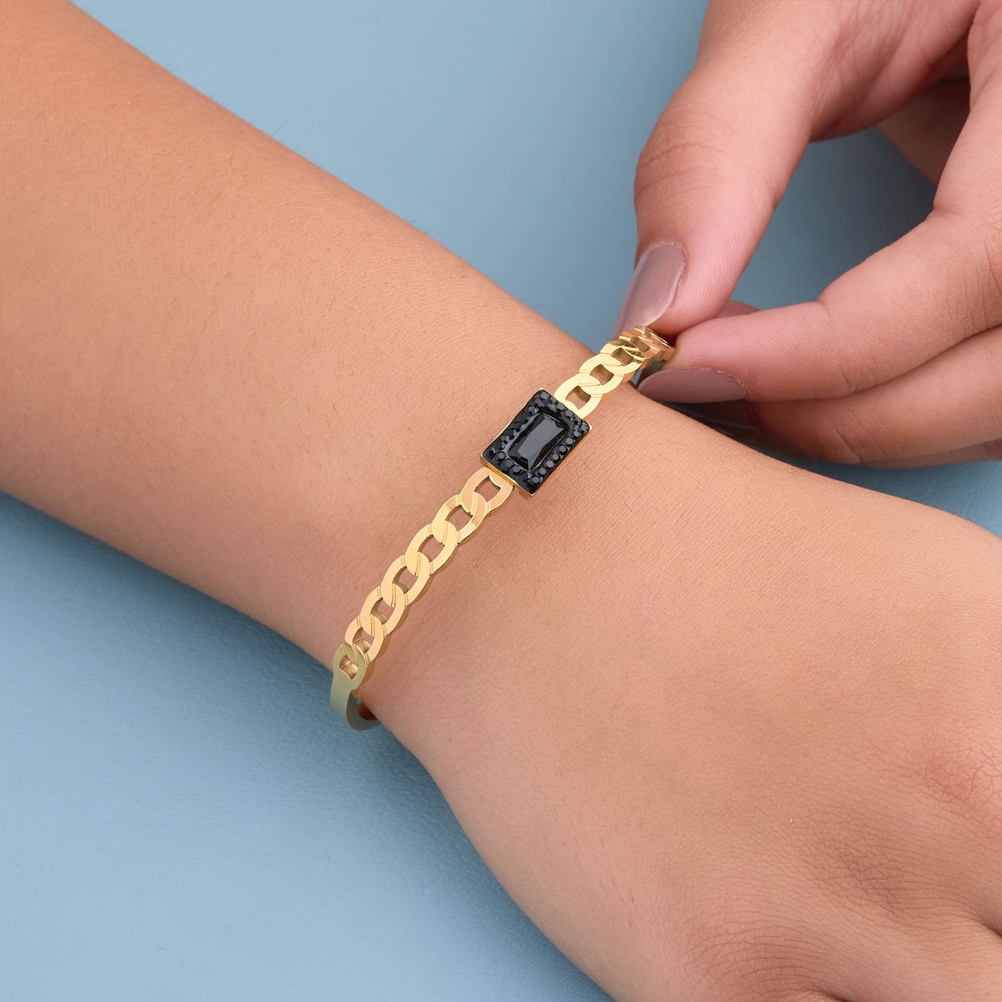 Bold Black Marble Cuff Bracelet