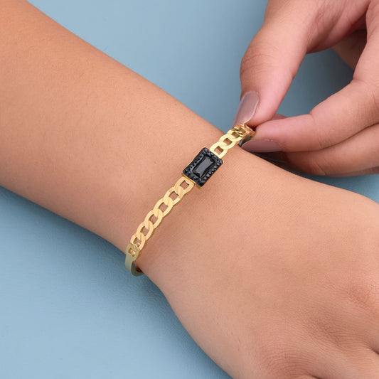 Bold Black Marble Cuff Bracelet