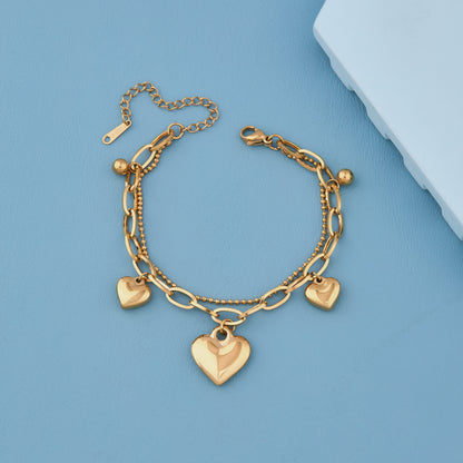 Bold Heart Dual Chain Bracelet