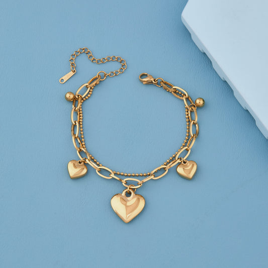 Bold Heart Dual Chain Bracelet