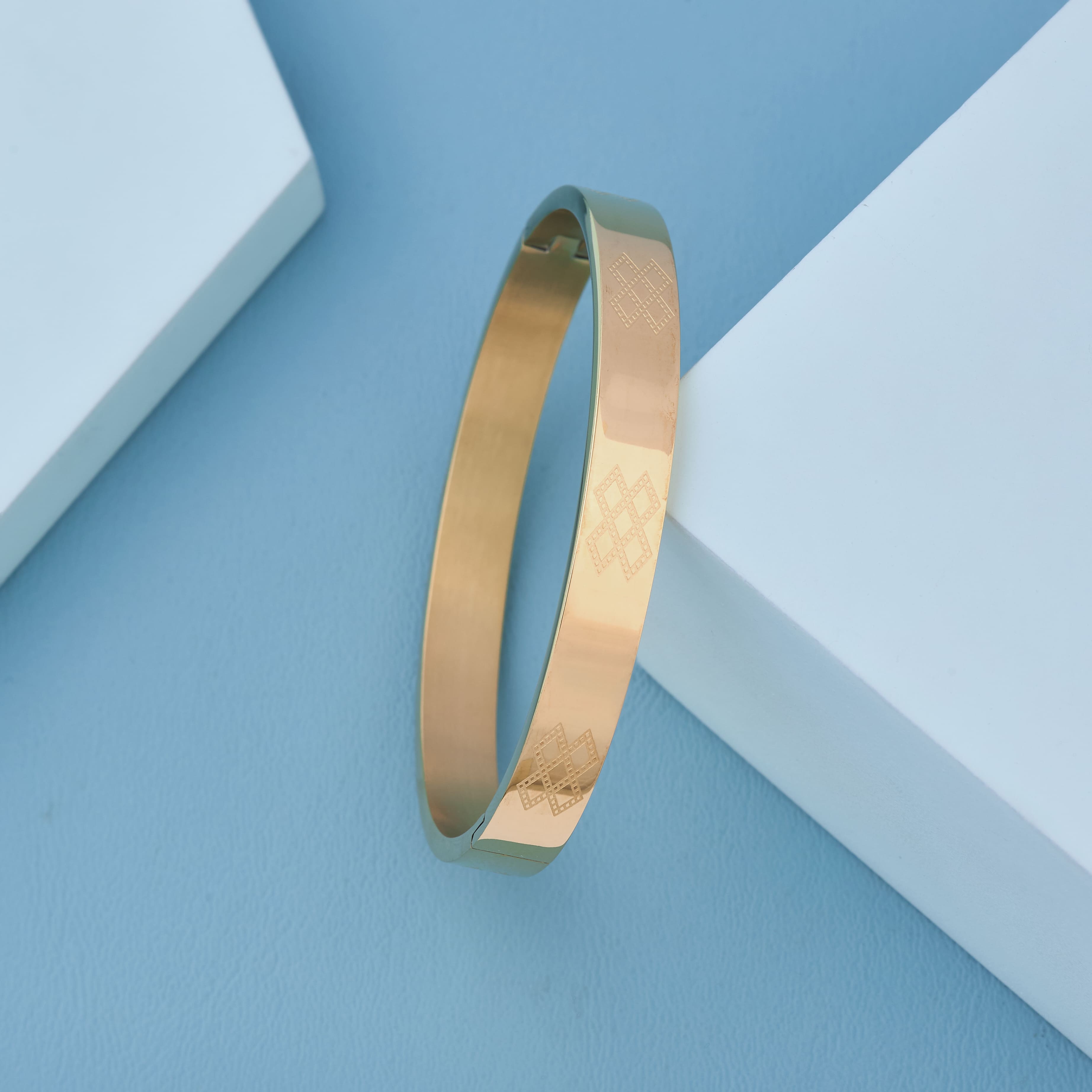 Bold Cross Gold Kada for Men – Vermeil Finish
