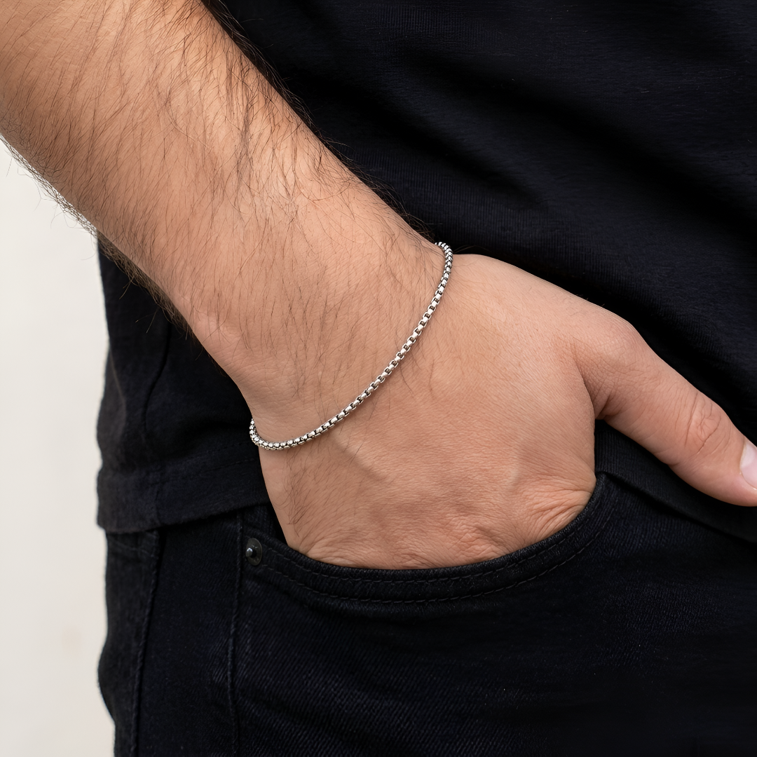 Classic Minimal Silver Bracelet for men