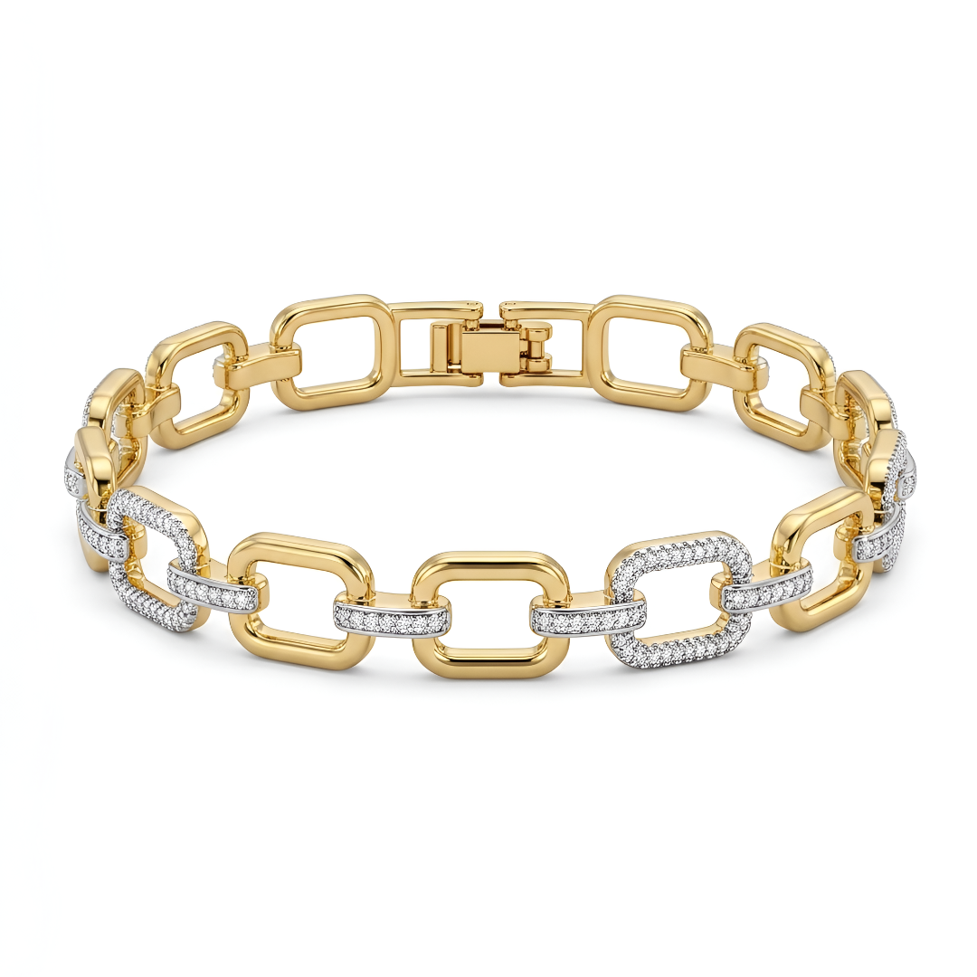 Contrast Frame Chain Bracelet for Men