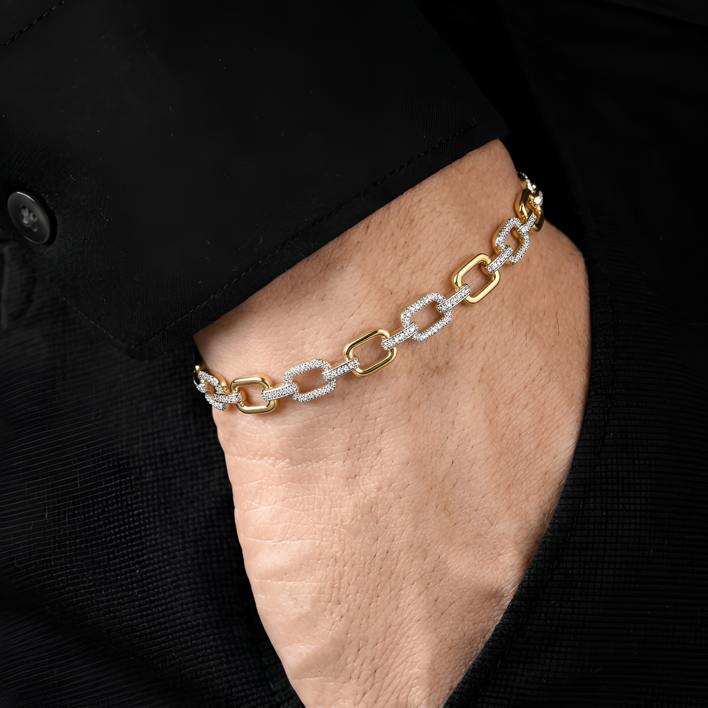 Contrast Frame Chain Bracelet for Men