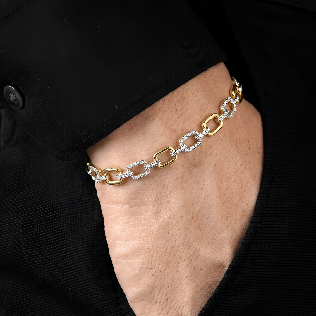 Contrast Frame Chain Bracelet for Men