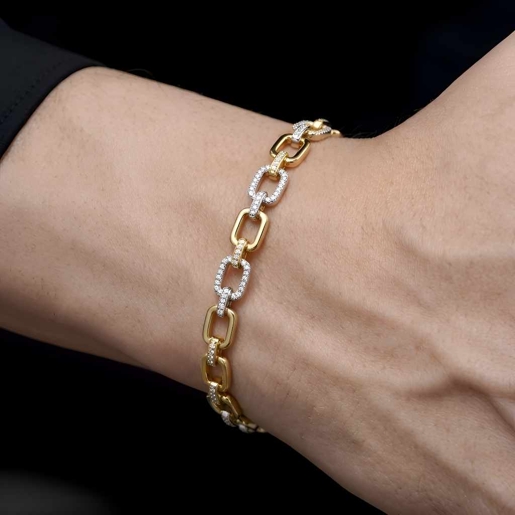 Contrast Frame Chain Bracelet for Men