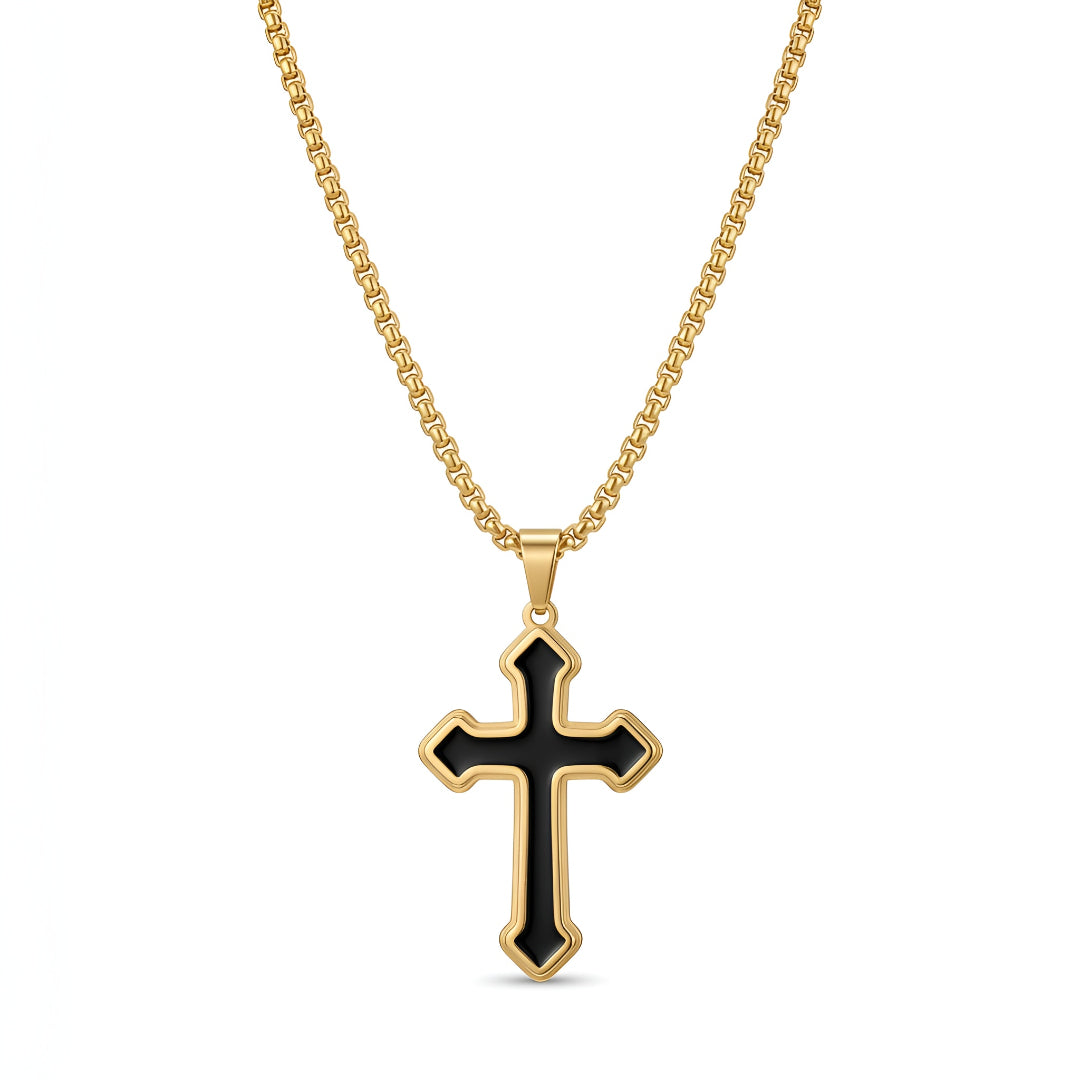 Divine Noir Cross Necklace