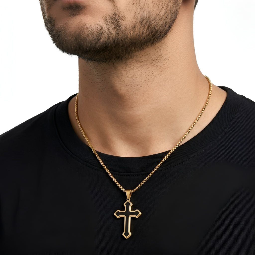 Divine Noir Cross Necklace