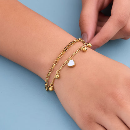 Heart Charm Linked Box Bracelet